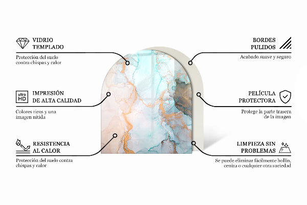 Půloválné sklo před krb Vzor inspirovaný dřevem