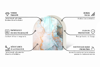 Půloválné sklo před krb Mramorové akcenty s jemným žilkováním