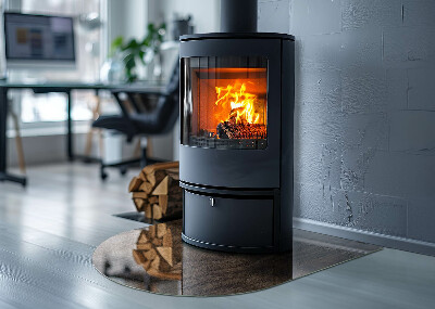 Půloválná podložka pod krbová kamna Vzor borovicového dřeva