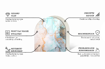 Půloválná skleněná podložka pod kamna Dřevěná mozaika v rozvržení