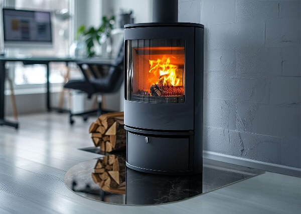 Půloválná podložka pod krbová kamna Stylový mramorový motiv