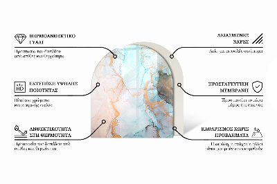 Půloválná podložka pod krbová kamna Stylový mramorový motiv