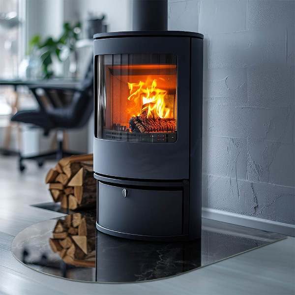 Půloválná podložka pod krbová kamna Stylový mramorový motiv