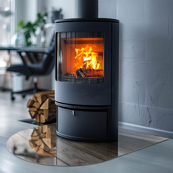 Půloválná podložka pod krbová kamna Desky v přírodním stylu