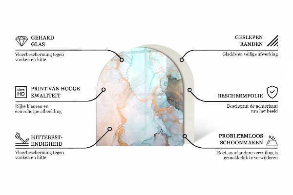 Půloválné sklo před krb Dřevěný vzor v geometrickém uspořádání