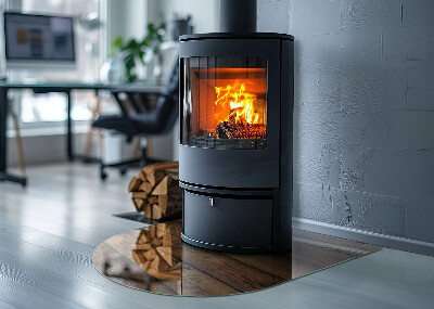 Půloválná podložka pod krbová kamna Přírodní dřevěná textura