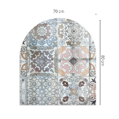 Půloválné sklo před krb Mozaikové vzory v dlaždicích