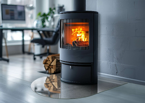 Půloválná podložka pod krbová kamna Konstrukce ze surového betonu