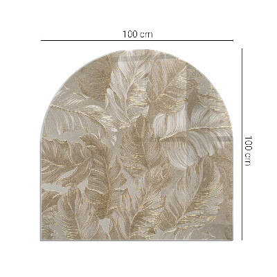 Půloválná skleněná podložka pod kamna Jemné vzory listů