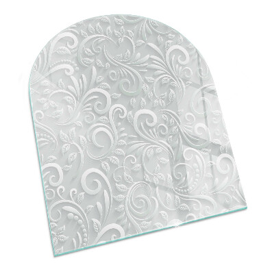 Půloválná skleněná podložka pod kamna Stylový rostlinný motiv