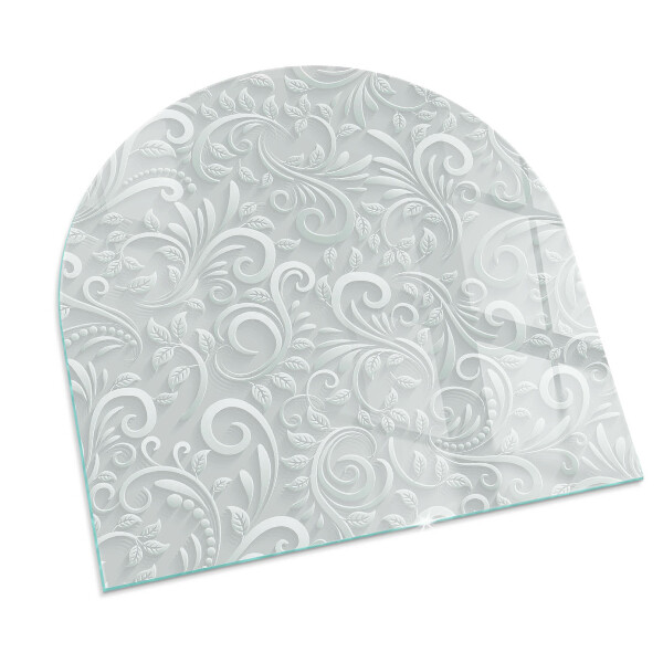 Půloválná skleněná podložka pod kamna Stylový rostlinný motiv