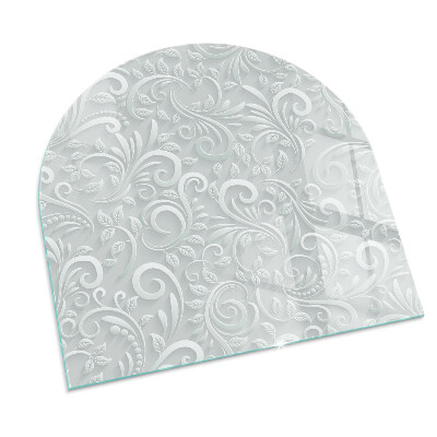 Půloválná skleněná podložka pod kamna Stylový rostlinný motiv