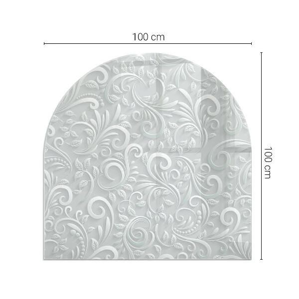 Půloválná skleněná podložka pod kamna Stylový rostlinný motiv