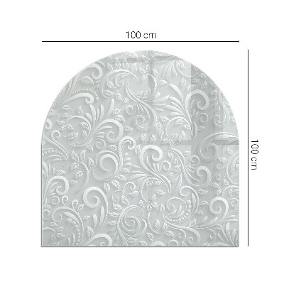 Půloválná skleněná podložka pod kamna Stylový rostlinný motiv