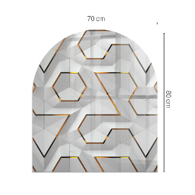 Půloválná skleněná podložka pod kamna Vzor trojrozměrných tvarů