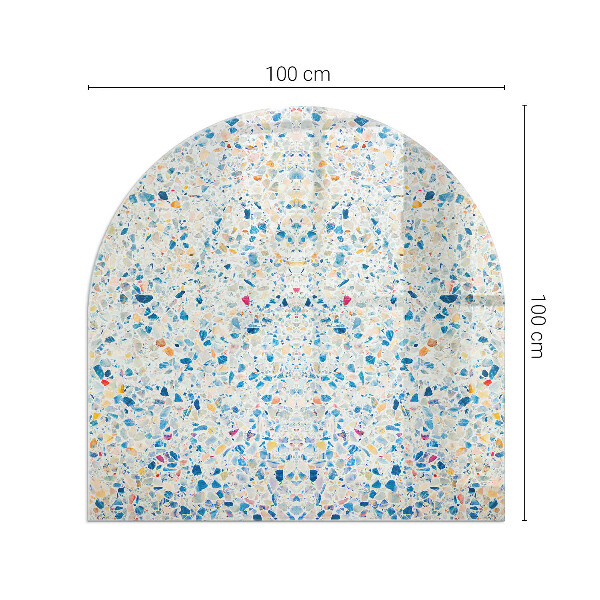 Půloválné sklo před krb Abstraktní texturní motiv