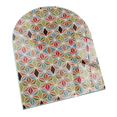 Půloválná skleněná podložka pod kamna Polygonální vzory na webu