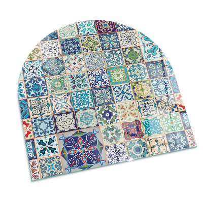 Půloválná podložka pod krbová kamna Mozaikové dekorativní vzory