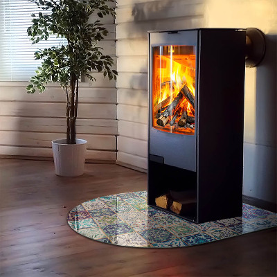 Půloválná podložka pod krbová kamna Mozaikové dekorativní vzory