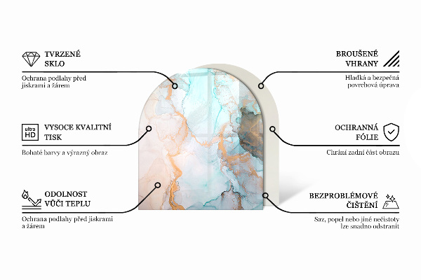 Půloválné sklo před krb Dřevěná textura v přírodním stylu