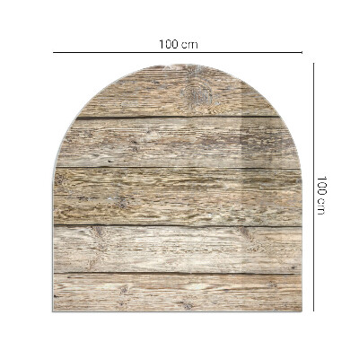 Půloválné sklo před krb Dřevěná textura v přírodním stylu