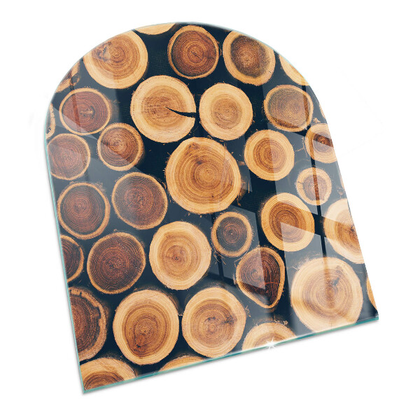 Půloválné sklo před krb Krabice s dřevěným rámem