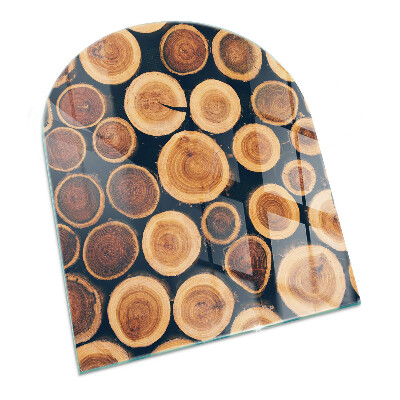 Půloválné sklo před krb Krabice s dřevěným rámem