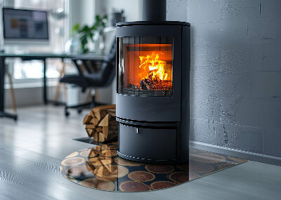 Půloválné sklo před krb Krabice s dřevěným rámem