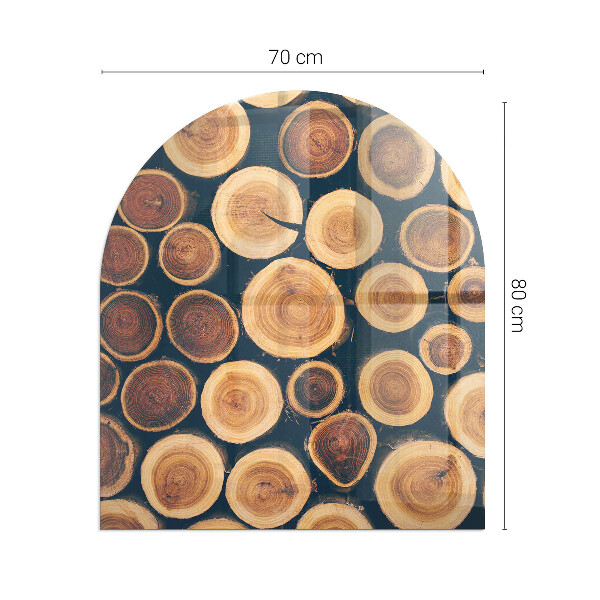 Půloválné sklo před krb Krabice s dřevěným rámem