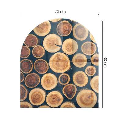 Půloválné sklo před krb Krabice s dřevěným rámem