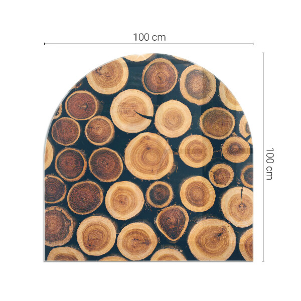 Půloválné sklo před krb Krabice s dřevěným rámem
