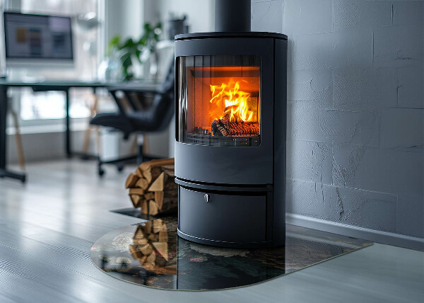 Půloválná skleněná podložka pod kamna Květinový motiv s motýly