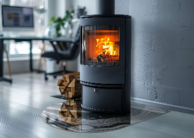 Půloválná podložka pod krbová kamna Abstraktní vlnité a lineární vzory