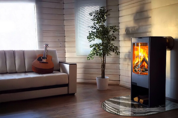 Půloválná podložka pod krbová kamna Abstraktní vlnité a lineární vzory