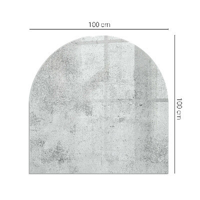 Půloválné sklo před krb Betonová textura v syrovém stylu