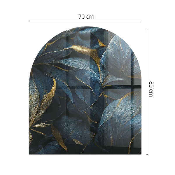 Půloválná skleněná podložka pod kamna Stylové listy ve struktuře