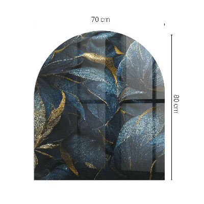 Půloválná skleněná podložka pod kamna Stylové listy ve struktuře