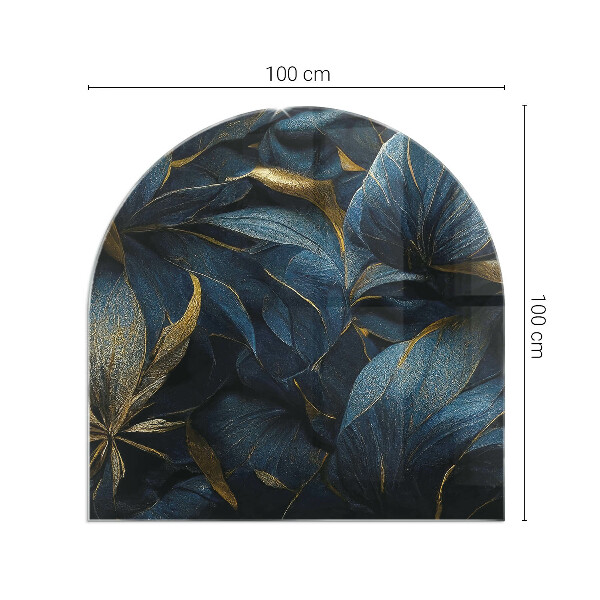 Půloválná skleněná podložka pod kamna Stylové listy ve struktuře