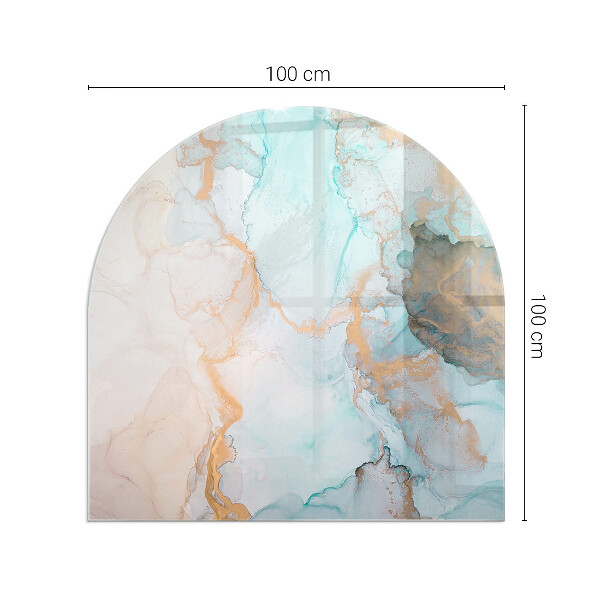 Půloválná podložka pod krbová kamna tekutý abstraktní motiv