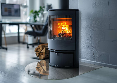 Půloválná skleněná podložka pod kamna Surový beton v minimalistickém stylu