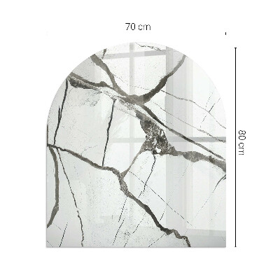 Půloválné sklo před krb Mramorové žíly v elegantním stylu