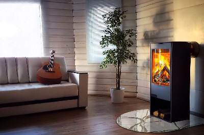 Půloválné sklo před krb Mramorové žíly v elegantním stylu