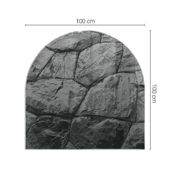 Půloválná skleněná podložka pod kamna Kamenný styl v přírodní verzi