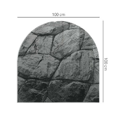 Půloválná skleněná podložka pod kamna Kamenný styl v přírodní verzi