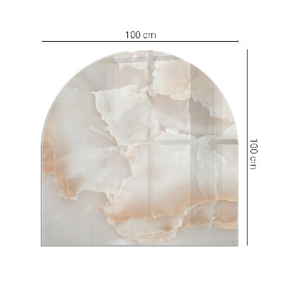 Půloválné sklo před krb Kamenný organický motiv