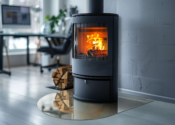 Půloválná skleněná podložka pod kamna Abstraktní mramorový motiv