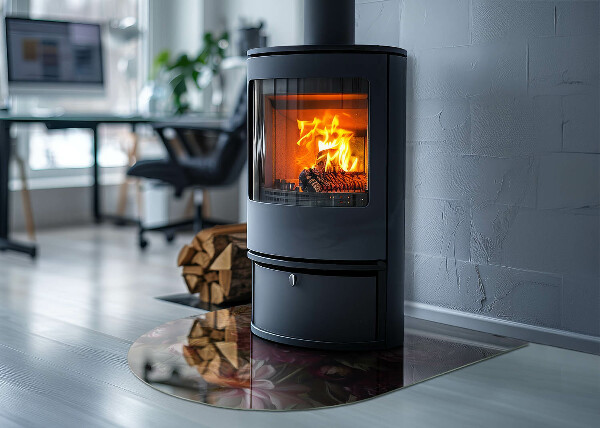 Půloválná podložka pod krbová kamna Květinový detail v plném květu