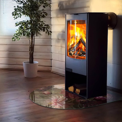 Půloválná podložka pod krbová kamna Květinový detail v plném květu