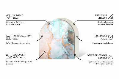 Půloválná podložka pod krbová kamna Mramorový motiv v jemných tónech