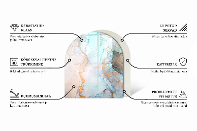Půloválná podložka pod krbová kamna Kamenný vzor s malými akcenty